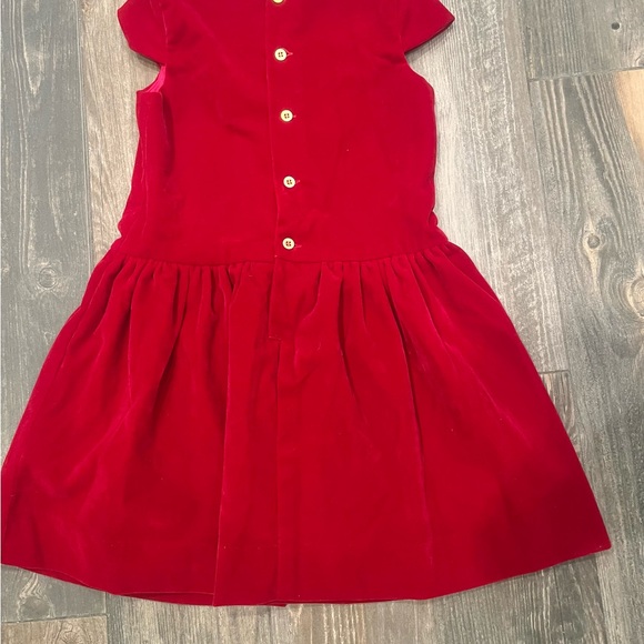 Busy Bees Boutique Girls Alexa Drop Waist Dress Red Velveteen Holiday Size 6 - Picture 8 of 9